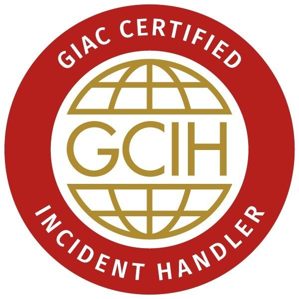 GCIH certification logo with red circle and gold globe design for incident handlers.