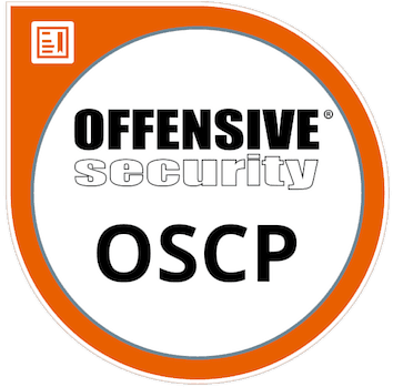 Offensive Security OSCP certification badge with orange border.