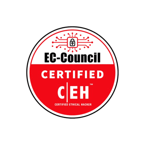 EC-Council Certified Ethical Hacker logo in red and grey colors.